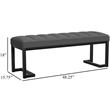 Benjara Mezza Accent Bench- Tufted Gray Boucle Fabric- Black Metal- 48 Inch