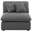 Benjara Hobo Modular Armless Chair- Charcoal Gray Fabric- 2 Pillows- 38 Inch