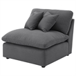 Benjara Hobo Modular Armless Chair- Charcoal Gray Fabric- 2 Pillows- 38 Inch