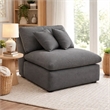 Benjara Hobo Modular Armless Chair- Charcoal Gray Fabric- 2 Pillows- 38 Inch