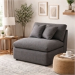 Benjara Hobo Modular Armless Chair- Charcoal Gray Fabric- 2 Pillows- 38 Inch