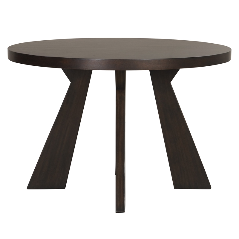 Benjara Kiana Dining Table- Modern Dark Brown Solid Rubberwood- Round 47 Inch