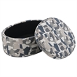 Benjara Kito Oval Accent Ottoman- 39 Inch- Hidden Storage- Patterned Fabric