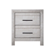Benjara Bisca Nightstand- 2 Drawers- Black Handles- Light Gray Wood- 27 Inch