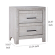 Benjara Bisca Nightstand- 2 Drawers- Black Handles- Light Gray Wood- 27 Inch