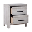 Benjara Bisca Nightstand- 2 Drawers- Black Handles- Light Gray Wood- 27 Inch