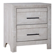 Benjara Bisca Nightstand- 2 Drawers- Black Handles- Light Gray Wood- 27 Inch