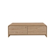Benjara Maria Coffee Table- 2 Drawer and Waterfall Style- Beige Wood 47 Inch