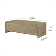 Benjara Maria Coffee Table- 2 Drawer and Waterfall Style- Beige Wood 47 Inch