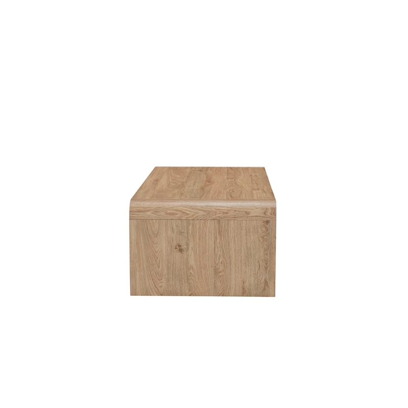 Benjara Maria Coffee Table- 2 Drawer and Waterfall Style- Beige Wood 47 Inch