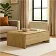 Benjara Maria Coffee Table- 2 Drawer and Waterfall Style- Beige Wood 47 Inch