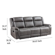 Benjara Viann Manual Reclining Sofa- Gray Polyester- Pillow Top Arms- 85 Inch