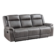 Benjara Viann Manual Reclining Sofa- Gray Polyester- Pillow Top Arms- 85 Inch