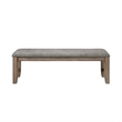 Benjara Harris Dining Bench- Gray Fabric- Brown Solid Rubberwood- 60 Inch