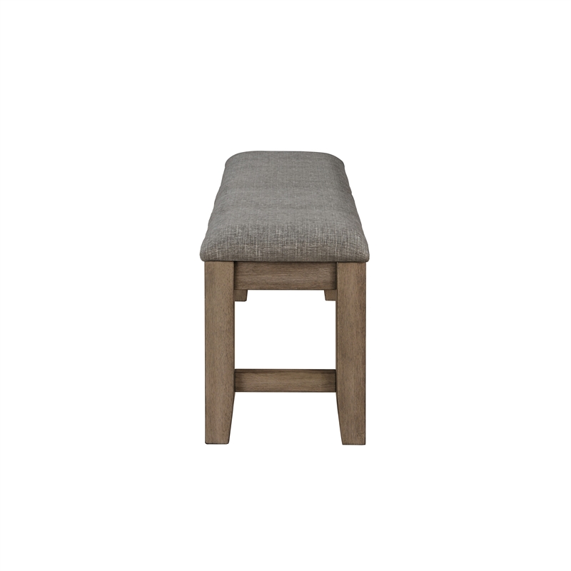 Benjara Harris Dining Bench- Gray Fabric- Brown Solid Rubberwood- 60 Inch