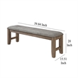 Benjara Harris Dining Bench- Gray Fabric- Brown Solid Rubberwood- 60 Inch