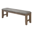 Benjara Harris Dining Bench- Gray Fabric- Brown Solid Rubberwood- 60 Inch