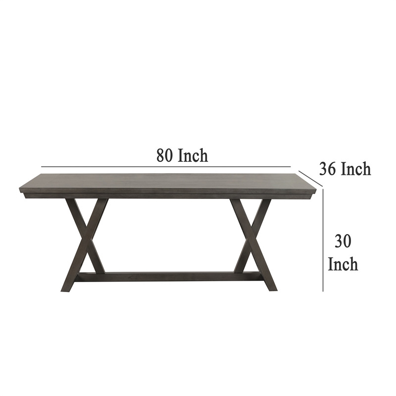 Benjara Ghy Dining Table- Brown Solid Acacia Wood- Rectangular 80