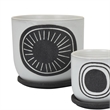 Benjara Meon 3pc Garden Planter Set- Textured White and Black Ceramic Design