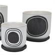 Benjara Meon 3pc Garden Planter Set- Textured White and Black Ceramic Design