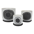 Benjara Meon 3pc Garden Planter Set- Textured White and Black Ceramic Design