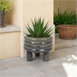 Benjara Garden Planter- Decorative Turned Style Glossy Gray Ceramic- 10 Inch