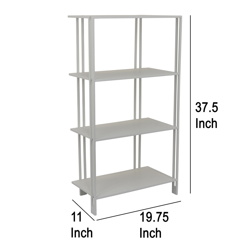 Benjara Plant Display Stand- White Metal- 4 Shelves- Modern Style- 38 Inch