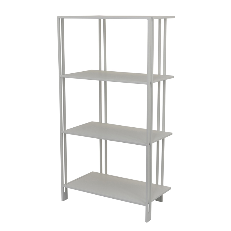 Benjara Plant Display Stand- White Metal- 4 Shelves- Modern Style- 38 Inch