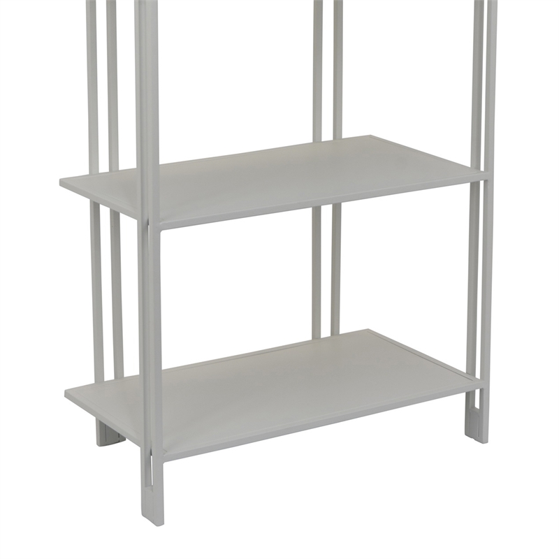 Benjara Plant Display Stand- White Metal- 4 Shelves- Modern Style- 38 Inch