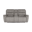 Benjara Folu Power Reclining Sofa- 76 Inch- Gray Fabric Upholstery- USB Ports
