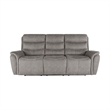 Benjara Folu Power Reclining Sofa- 86 Inch- Gray Fabric Upholstery- USB Ports