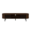 Benjara Brandon TV Stand Media Console- Shelf 2 Cabinets- Dark Brown- 71 Inch