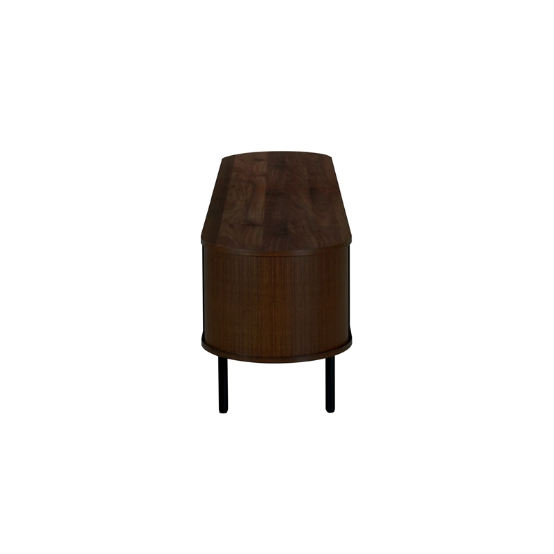 Benjara Brandon TV Stand Media Console- Shelf 2 Cabinets- Dark Brown- 71 Inch