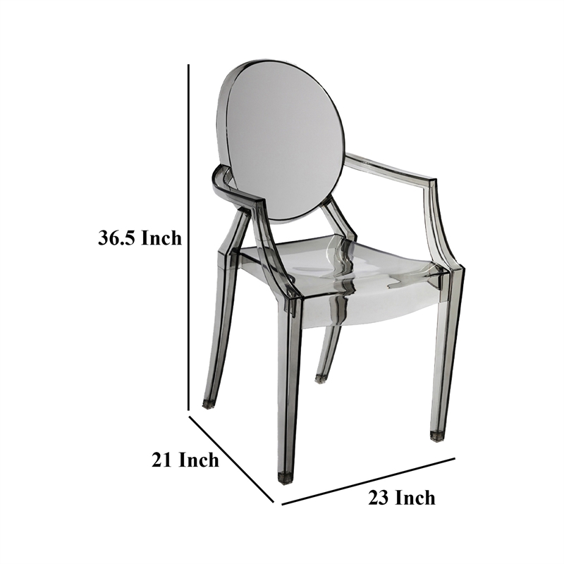 Benjara Lily 4pc Indoor Outdoor Dining Armchairs- Clear Gray Plastic