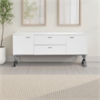 Benjara Rix Sideboard Buffet Console- 2 Door- X Chrome Legs- White 69 Inch