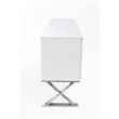 Benjara Rix Sideboard Buffet Console- 2 Door- X Chrome Legs- White 69 Inch