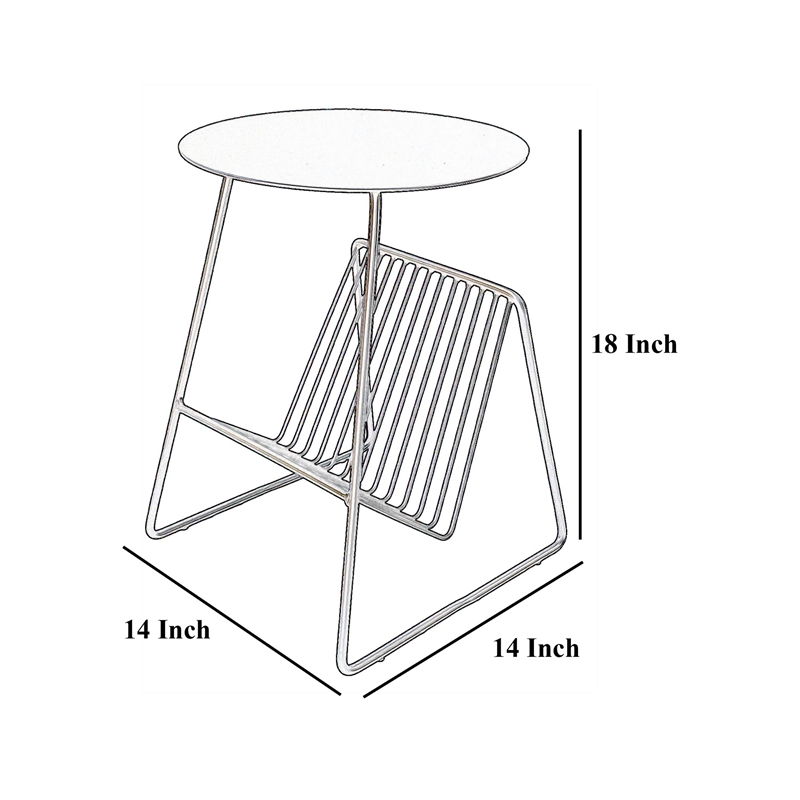 Benjara Zeo Side End Table w Magazine Rack- 14