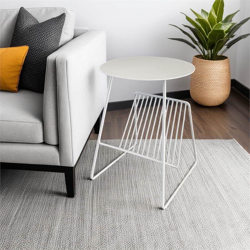 Benjara Zeo Side End Table w Magazine Rack- 14