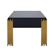 Benjara Theo Coffee Table- 2 Drawers- Gold Metal- Retro Black Wood 48 Inch