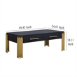 Benjara Theo Coffee Table- 2 Drawers- Gold Metal- Retro Black Wood 48 Inch