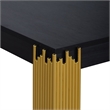 Benjara Theo Side End Table- Retro Gold Metal Legs- Black Wood- Square 25 Inch