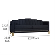 Benjara Theo Sofa- Black Velvet- Blue LED Lights- Gold Metal Legs- 83 Inch