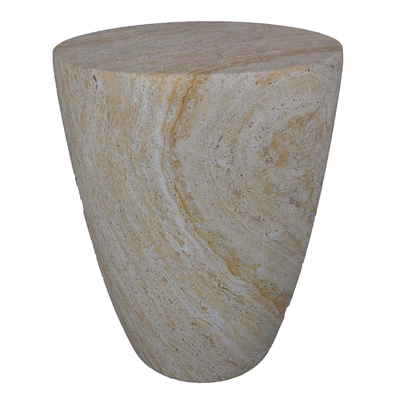 Benjara Archi Plant Stand Table- Tapered Marbled White Resin Base 18 Inch