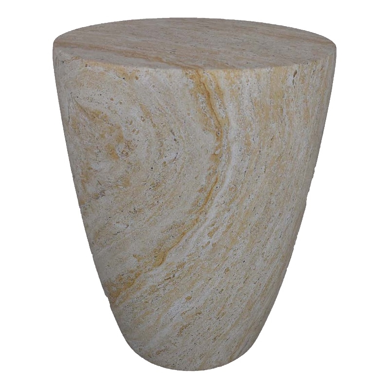 Benjara Archi Plant Stand Table- Tapered Marbled White Resin Base 18 Inch