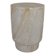 Benjara Archi Plant Stand Table- Fluted Surface- Marbled White Resin 18 Inch