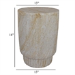Benjara Archi Plant Stand Table- Fluted Surface- Marbled White Resin 18 Inch