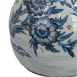 Benjara Accent Ginger Jar with Lid- Blue and White Ceramic- Floral Pattern