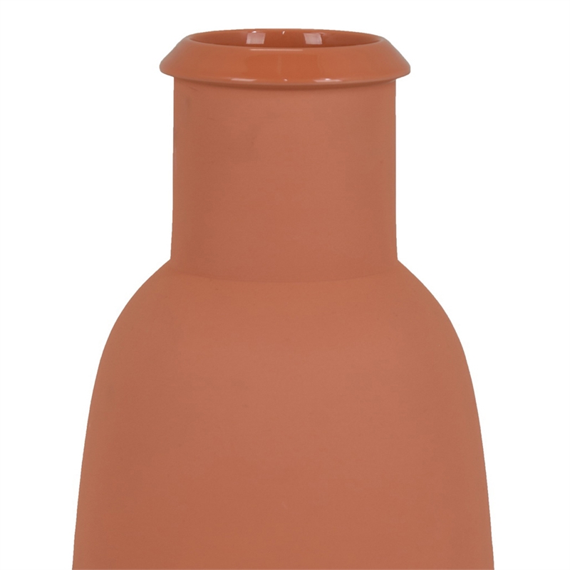 Benjara Decorative Flower Vase- Terracotta Inspired Orange Ceramic 15 Inch