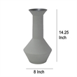 Benjara Accent Flower Vase- Narrow Neck Geometric Shape White Ceramic 14 Inch
