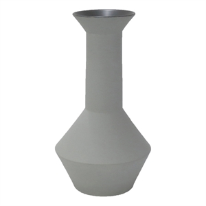 Benjara Accent Flower Vase- Narrow Neck Geometric Shape White Ceramic 14 Inch